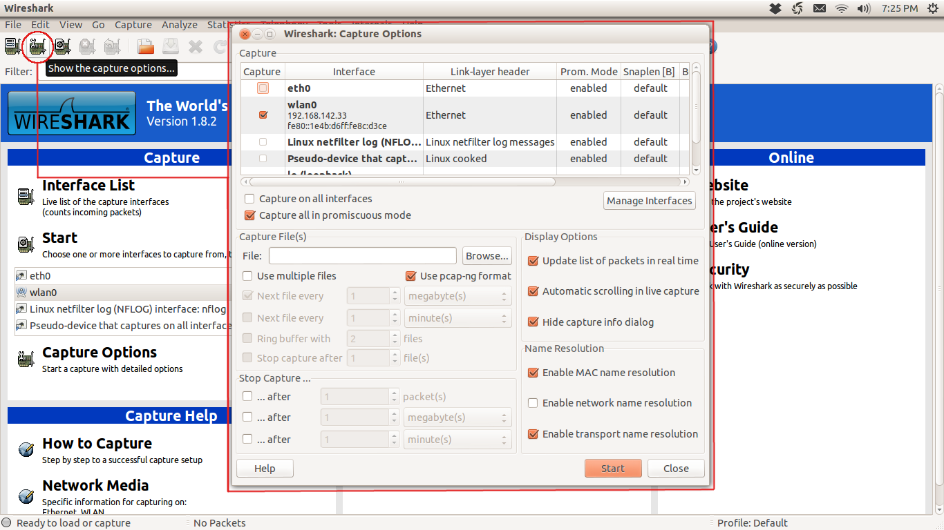 capture options wireshark